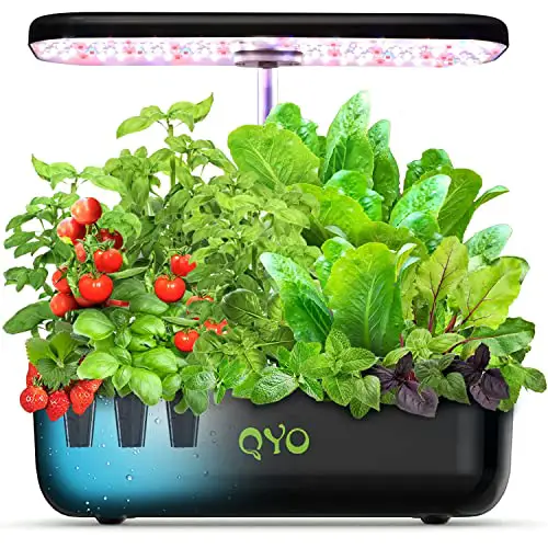 QYO Hydroponics Growing System, 12 Pods Indoor Herb Garden with 36W Full-Spectrum Grow Light, Pump System, Automatic Timer, 23.8'' Height Adjustable, Plants Germination Kit for Home Kitchen Gardening