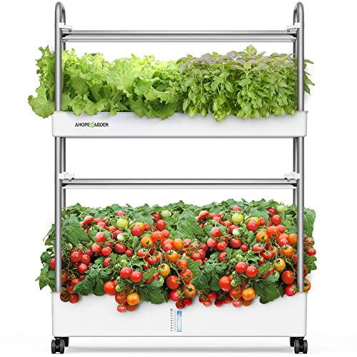 Indoor Garden Hydroponics Growing System, 60 Pods Plant Germination Kit Aeroponic Vertical Herb Garden with LED Grow Light Veggie Flower Fruit Growth with Smart Socket & Pump System for Home Kitchen