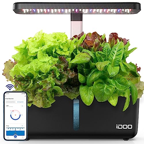 iDOO WiFi Hydroponics Growing System with APP Controlled, Indoor Herb Garden with Pump, Auto-Timer Smart Garden, LED Grow Light for Home Kitchen Gardening, 8 Pods Germination Kit, Height Up to 13.6"