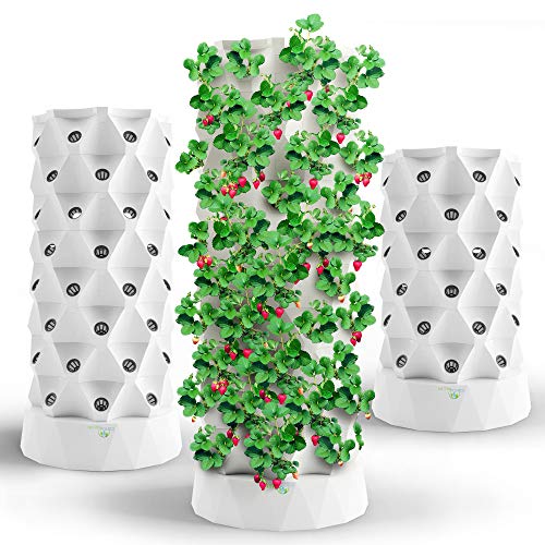 Nutraponics Hydroponics Tower - Hydroponics Growing System for Indoor Herbs, Fruits and Vegetables - Aeroponic Tower with Hydrating Pump, Timer, Adapter, Seeding Bed & Net Pots (64 Pots)