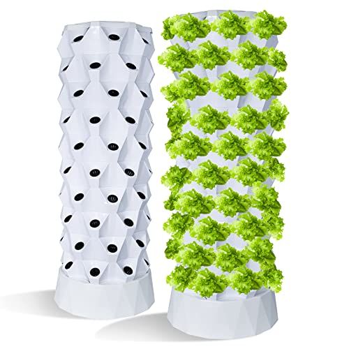 ZXMT 80 Pots Hydroponics Tower Set Hydroponic Growing System Hydroponic Growing Kit for Indoor & Outdoor with Hydrating Pump Timer Adapter
