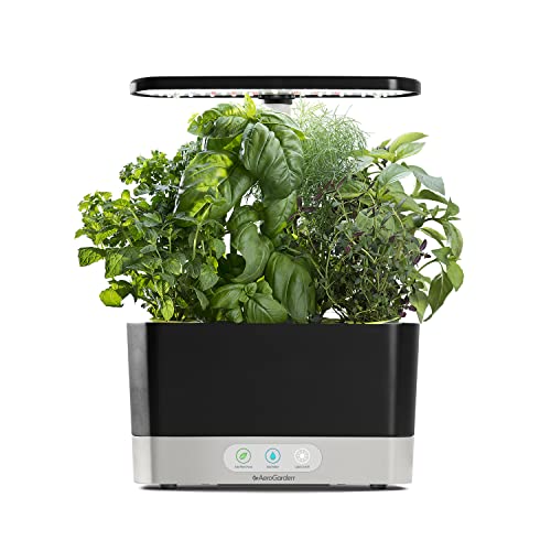 AeroGarden Harvest Indoor Garden Hydroponic System with LED Grow Light and Herb Kit, Holds up to 6 Pods, Black