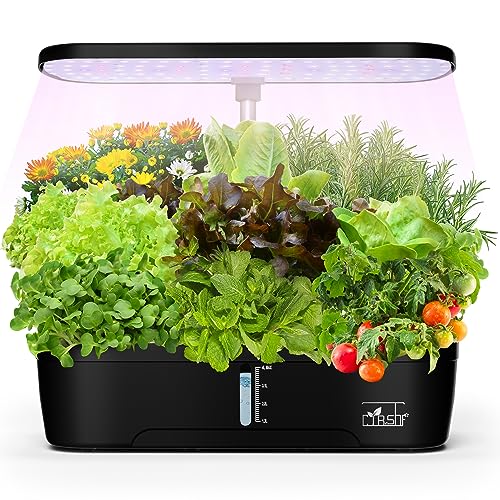 Indoor Garden Hydroponics Growing System 12 Pods, Indoor Herb Garden with LED Grow Light, Adjustable Height Up to 12inch, Hydroponics for Family