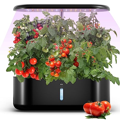 Hydroponics Growing System, Indoor Garden with LED Grow Light, Simulated Day-Night Cycle, Plant Germination Kit (No Seed) with Pump System, Adjustable Height Up to 18.9"