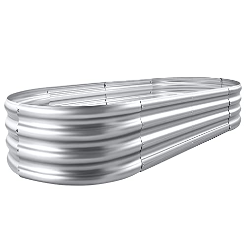 Land Guard Galvanized Raised Garden Bed Kit, Galvanized Planter Garden Boxes Outdoor, Oval Large Metal Raised Garden Beds for Vegetables…………