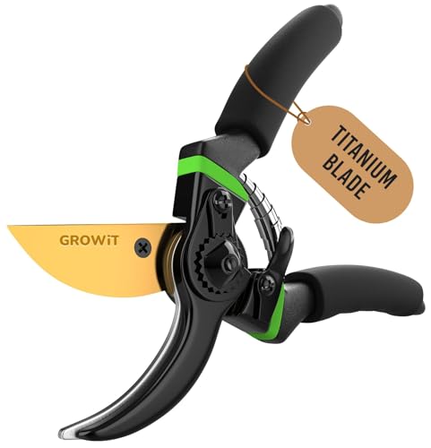 Ultra Sharp Japanese Steel Pruning Shears – Cuts 3X Easier, Weak Hand Arthritis Clippers, Rust-Resistant Titanium Coated Pruner, Effortlessly Cuts 3/4 Inch