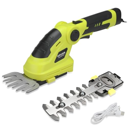 KITLUCK 8V Cordless 2-in-1 Grass Shear & Hedge Trimmer,Handheld Electric Grass Trimmer Hedge Shears/Grass Cutter Rechargeable,2000mAh Battery for Yard, Garden, Lawn Care
