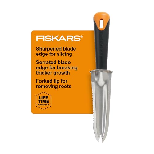 Fiskars Steel Garden Knife, Multi-Purpose Weed Puller Gardening Tool for Planting, Weeding, Digging, and Cultivating with Hanging Hole