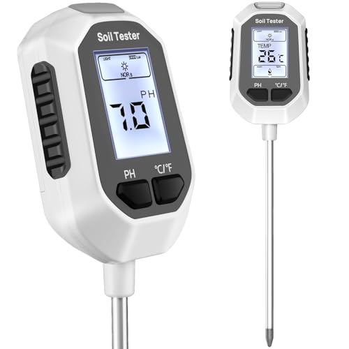 YAMRON 4-in-1 Soil Moisture Meter, Digital Plant Temperature/Soil Moisture Test & PH Meter/Sunlight Intensity, Backlight LCD Display for Gardening, Farming and Outdoor Plants