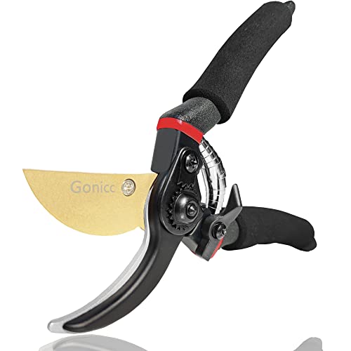 gonicc 8″ Professional Premium Titanium Bypass Pruning Shears (GPPS-1003), Hand Pruners, Garden Clippers.