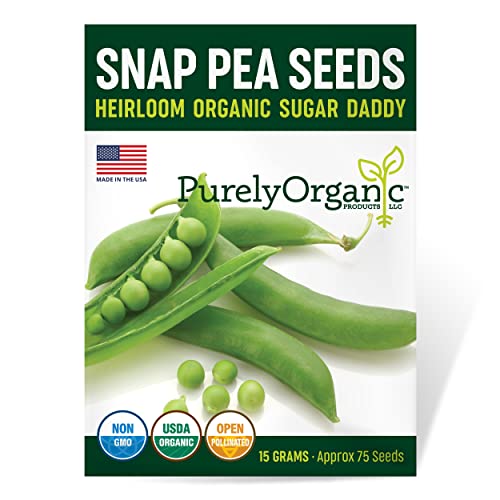 Organic Snap Pea Seeds (Sugar Daddy) – Approx 75 Seeds – USDA Organic, Non-GMO, Open Pollinated, Heirloom, USA Origin