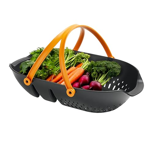 Fiskars Garden Harvest Basket – Container for Gardening and Harvesting with Tool Caddy – Harvesting Basket Doubles as a Colander for Vegetables and Fruits – Garden Accessories