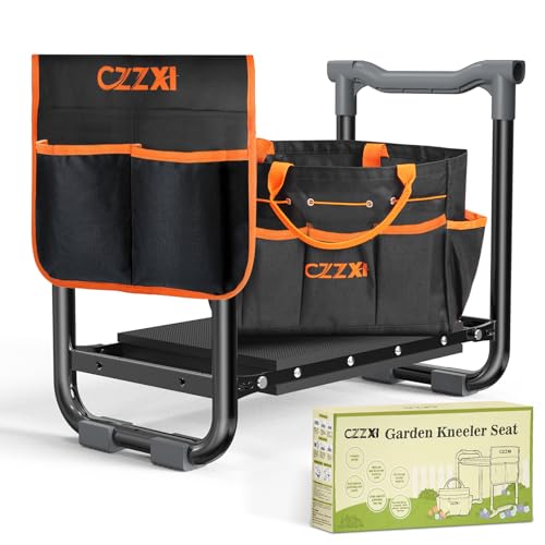 CZZXI Garden Kneeler and Seat, Wider and Thicker Kneeling Pad Heavy Duty Gardening Stool with Gardening Tool Pouch and Bag, Garden Bench/Chair Gifts for Women, Seniors