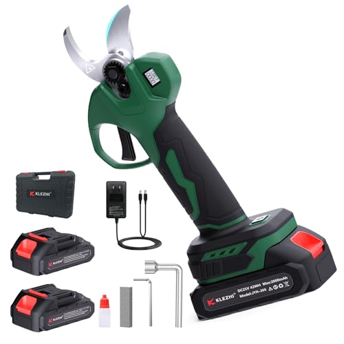 Cordless Electric Pruning Shears with 2×21V 2000mAh Batteries & LED Display, 1.2″ Rechargeable Garden Pruning Shears for Thick Branches, Professional Landscaping Tools