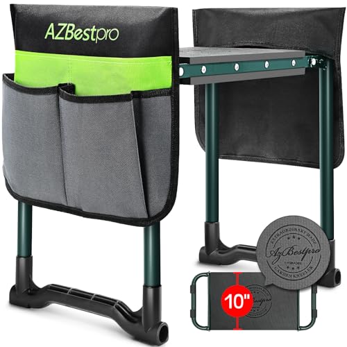 Garden Kneeler and Seat Heavy Duty, Upgraded Foldable Gardening Stool – Widened to 10″ Stable Wear-resistant Prevent Knee and Back Pain, Beautiful Logo high-end 2 Large Tool Bags Gift for Women