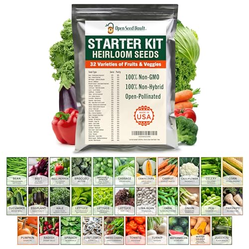 Open Seed Vault 15,000 Non GMO Heirloom Vegetable Seeds for Planting Vegetables and Fruits – 32 Variety Pack of Vegetable Seeds for Gardening, Survival Gear, Seed Vault Emergency Supplies Kit