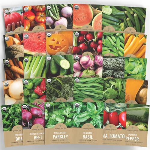 Organic Seeds Gardener Variety Pack – 30 Individual Packs – 2025 Season – Arugula, Basil, Winter Squash, Nantes Carrots and More! for Indoor & Outdoor Planting (Non-GMO, Certified Organic)