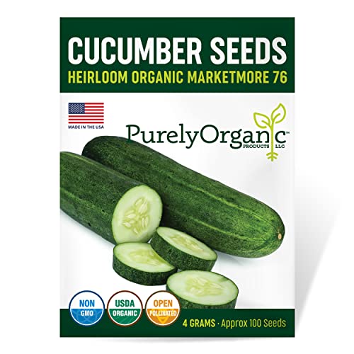 Organic Cucumber Seeds (Marketmore 76) – Approx 100 Seeds – USDA Organic, Non-GMO, Open Pollinated, Heirloom, USA Origin