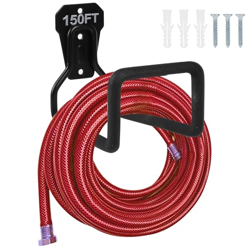 PeoMev Metal Garden Hose Holder – Heavy Duty Hose Hanger Wall Mounted Water Hose Holder for Outside Yard, Sturdy Hose Reel Hose Hooks for Water Hose, Extension Cords
