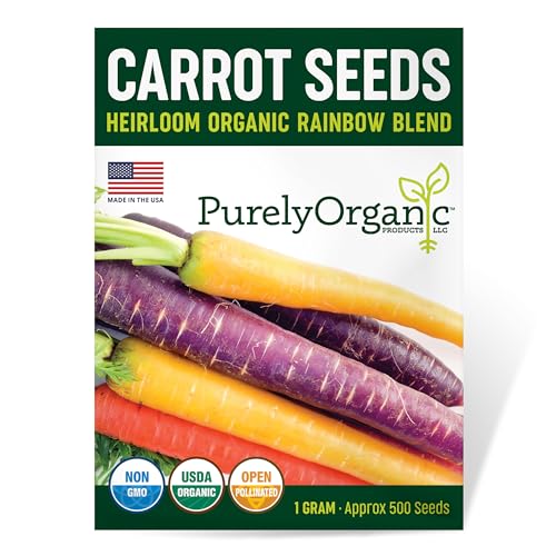 Organic Carrot Seeds (Rainbow Blend) – Approx 500 Seeds – USDA Organic, Non-GMO, Open Pollinated, Heirloom, USA Origin
