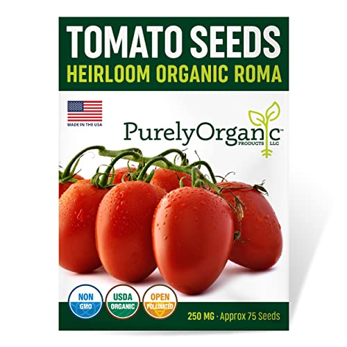 Organic Tomato Seeds (Roma) – Approx 75 Seeds – USDA Organic, Non-GMO, Open Pollinated, Heirloom, USA Origin
