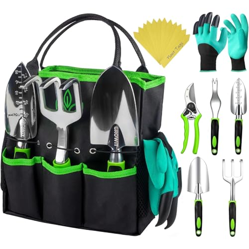 GROWIT Heavy Duty Gardening Tools – 22-Piece Gardening Gifts for Women, Men, Mom, Dad – Durable, Ergonomic Garden Tools Set