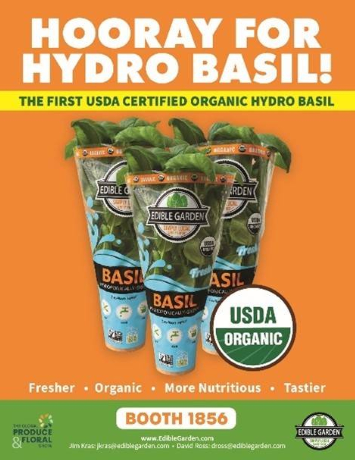 Edible Garden to Highlight USDA Organic Hydroponic Basil at the 2025 Global Produce & Floral Show, Booth #1856, October 16-18 at the Anaheim Convention Center in Anaheim, California