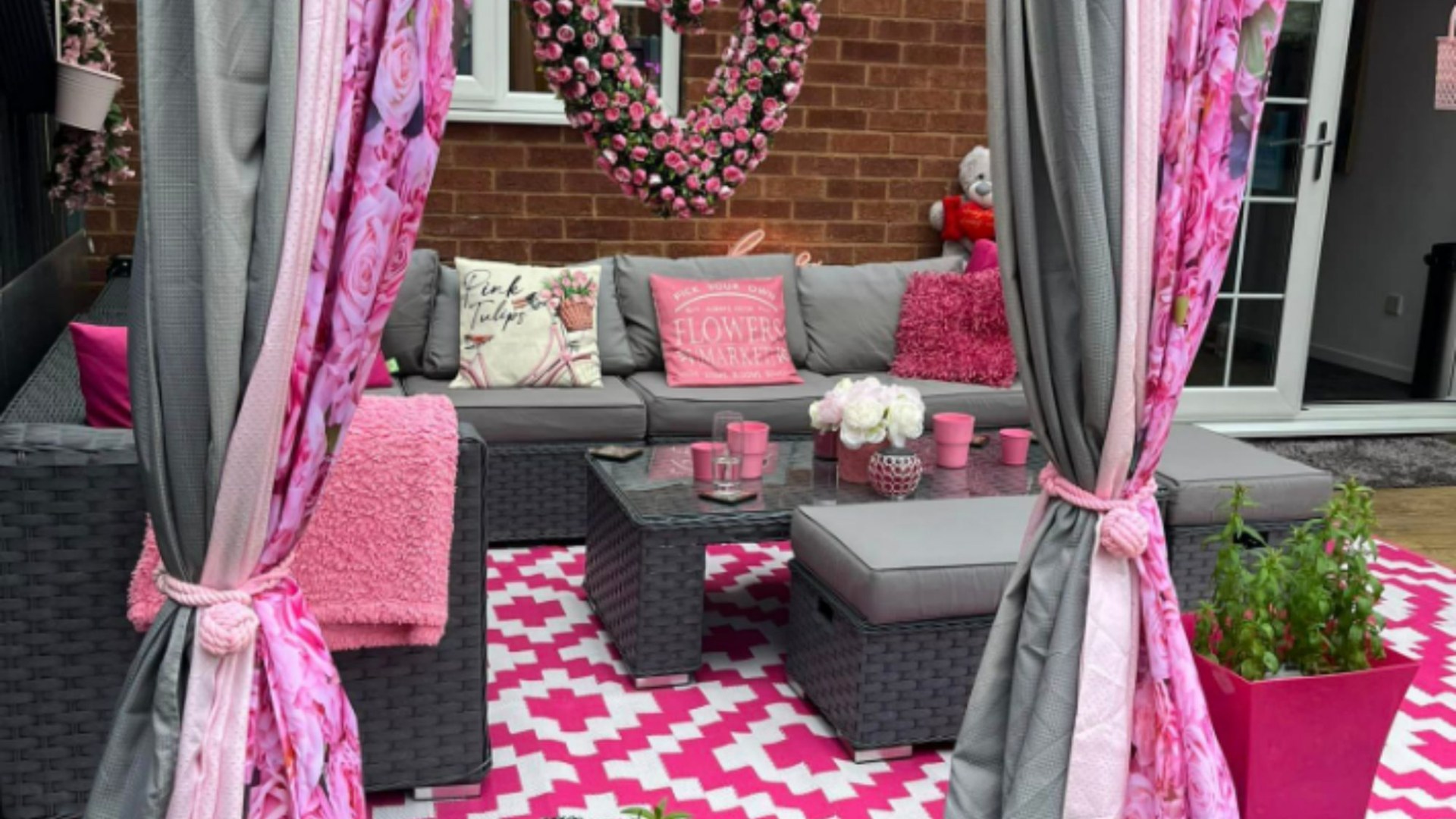 I transformed my garden into a pink haven using cheap buys from Home Bargains and Temu