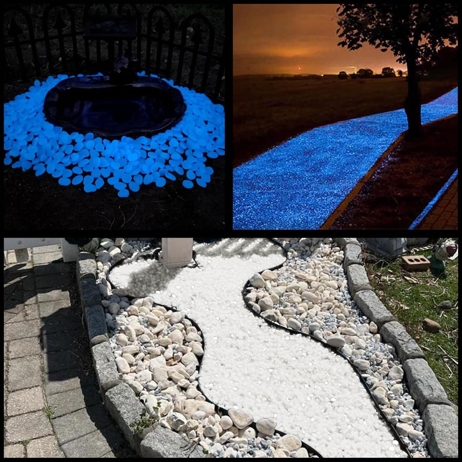 Glow in The Dark Rocks Outdoor, 500 pcs White Solar Rocks for Landscaping, Outdoor Decor Glow in The Dark Stones, Glowing Pebbles for Garden Backyard Patio Lawn Pond Fish Tank Aquarium Decor