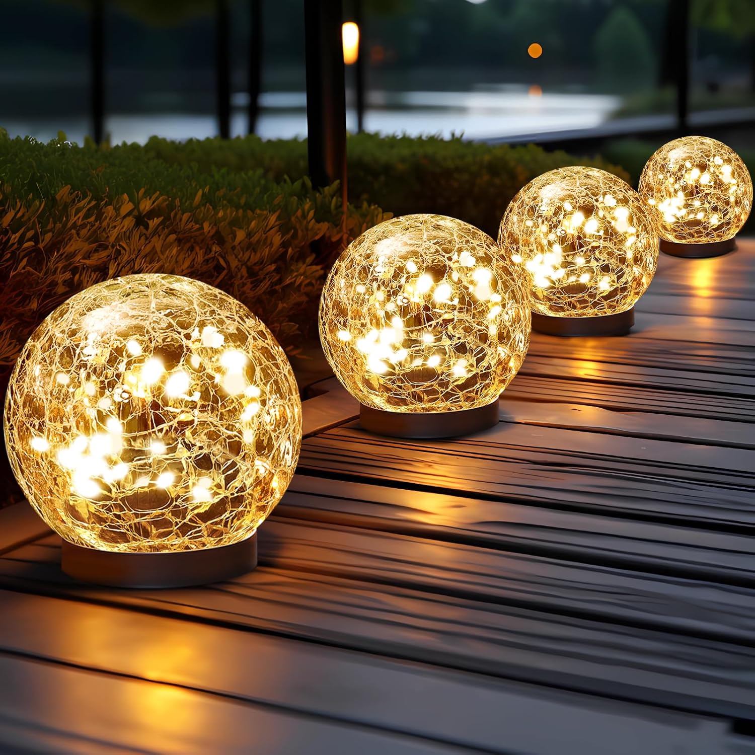 Solar Globe Lights Outdoor Waterproof – Cracked Glass Ball Lights for Garden, Patio, Yard, Lawn and Backyard Decor – Solar Orbs for Outside Decorations