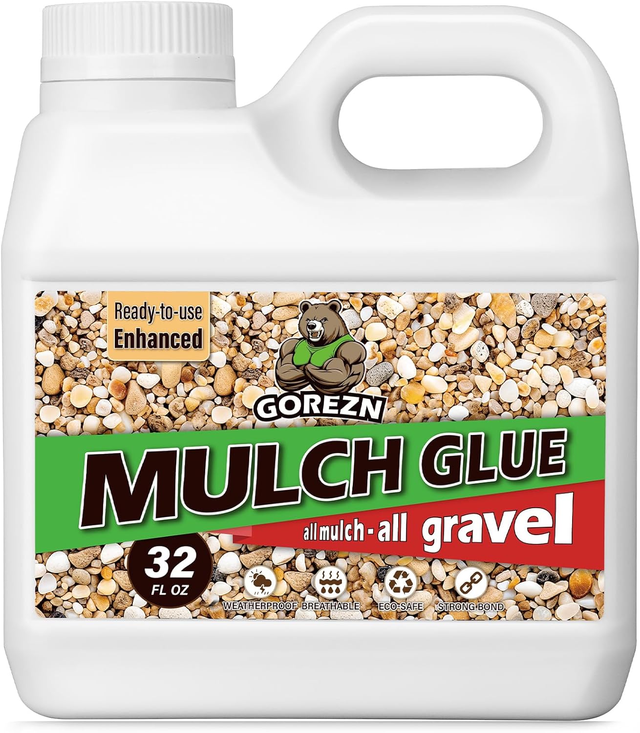 Mulch Glue for Landscaping, 32 OZ Rock Glue for Pea Gravel, Pebbles, Wood and Bark, Enhanced and Long Lasting, Spray Ready and Ready to Use, Not Easily Clogged, for Garden and Yard