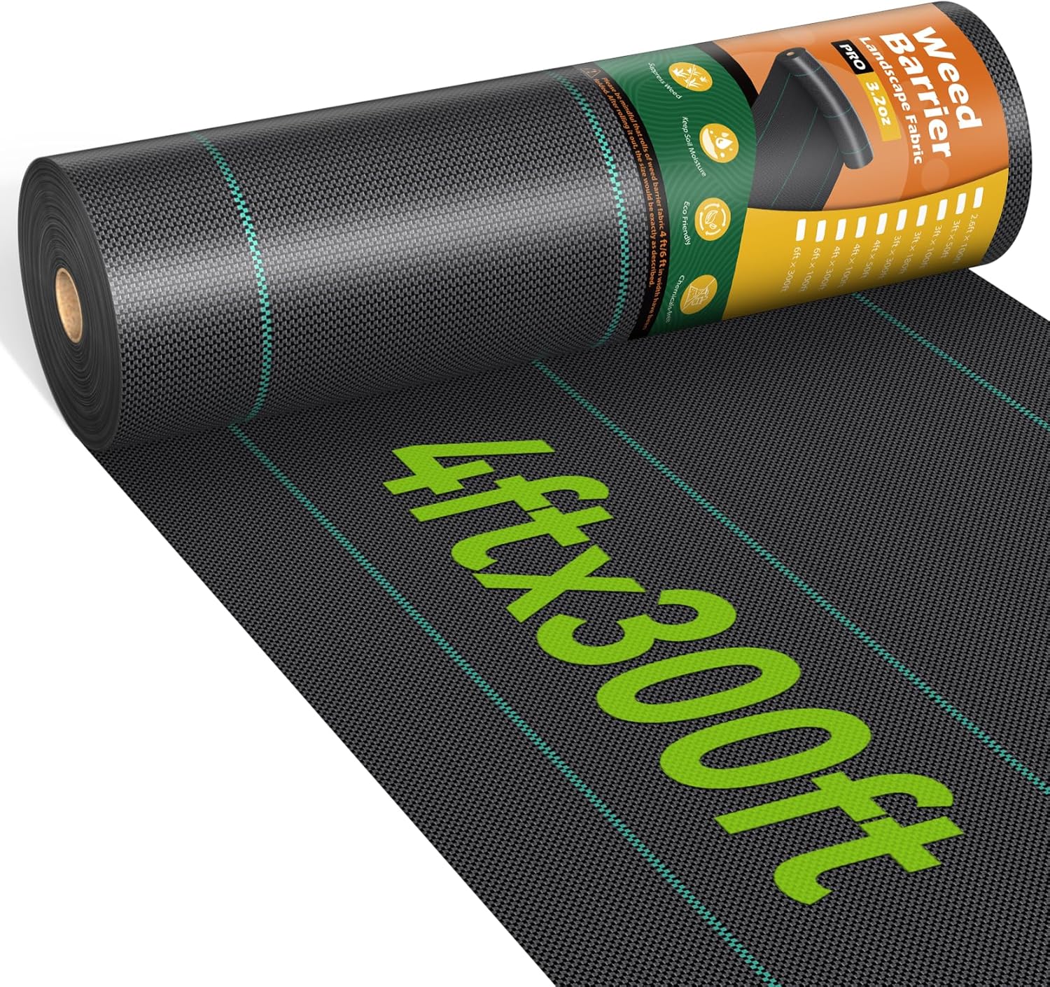 4ftx300ft Weed Barrier Landscape 3.2oz Fabric Heavy Duty, Woven Weed Control Cloth, Woven Geotextile Fabric for Underlayment, Gardening Ground, Commercial Driveway Weed Block Cover Mat