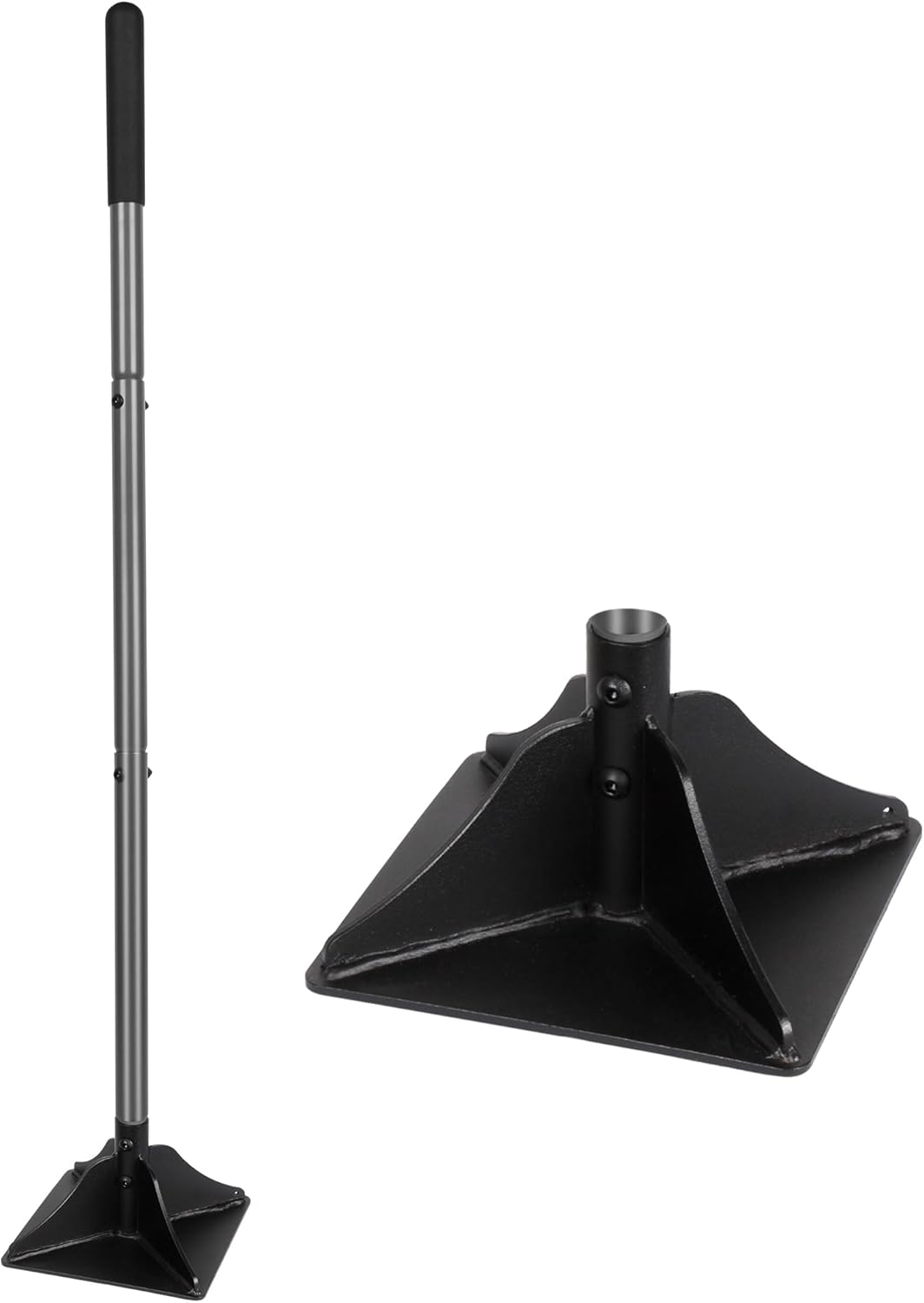 Walensee 8″ x 8″ Steel Tamper Tool with 48″ Handle, Heavy Duty Ground Tamper for Leveling Paver Base, for Soil Compacting, Gravel and Sand, Ideal for Driveways, Yards, Asphalt and Blacktop Repair