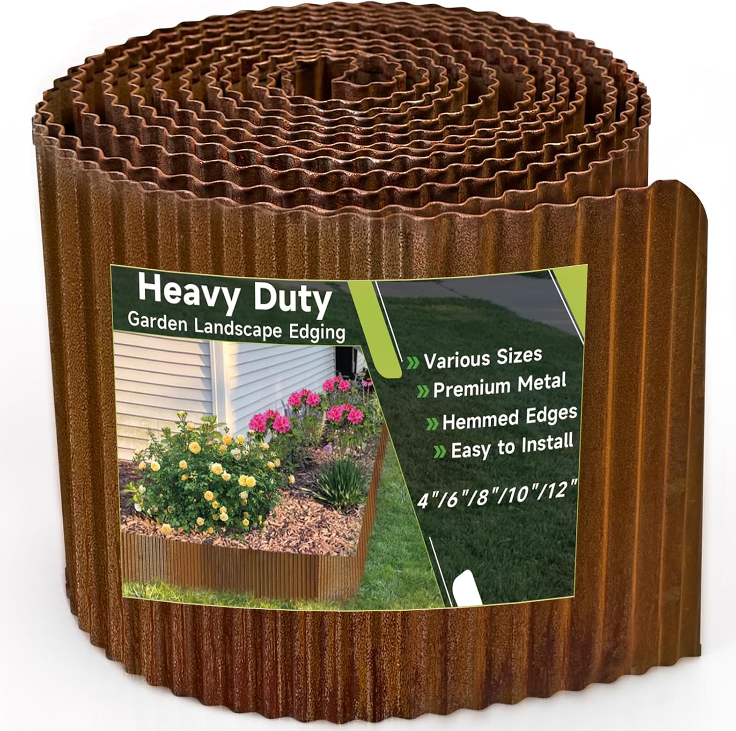 Corrugated Garden Edging,6″×40Ft Pre-Rusted Landscape Edging & Lawn Edging Border,Metal Garden Border for Flower Beds,Garden,Lawn,Raised Beds & Tree Surrounds