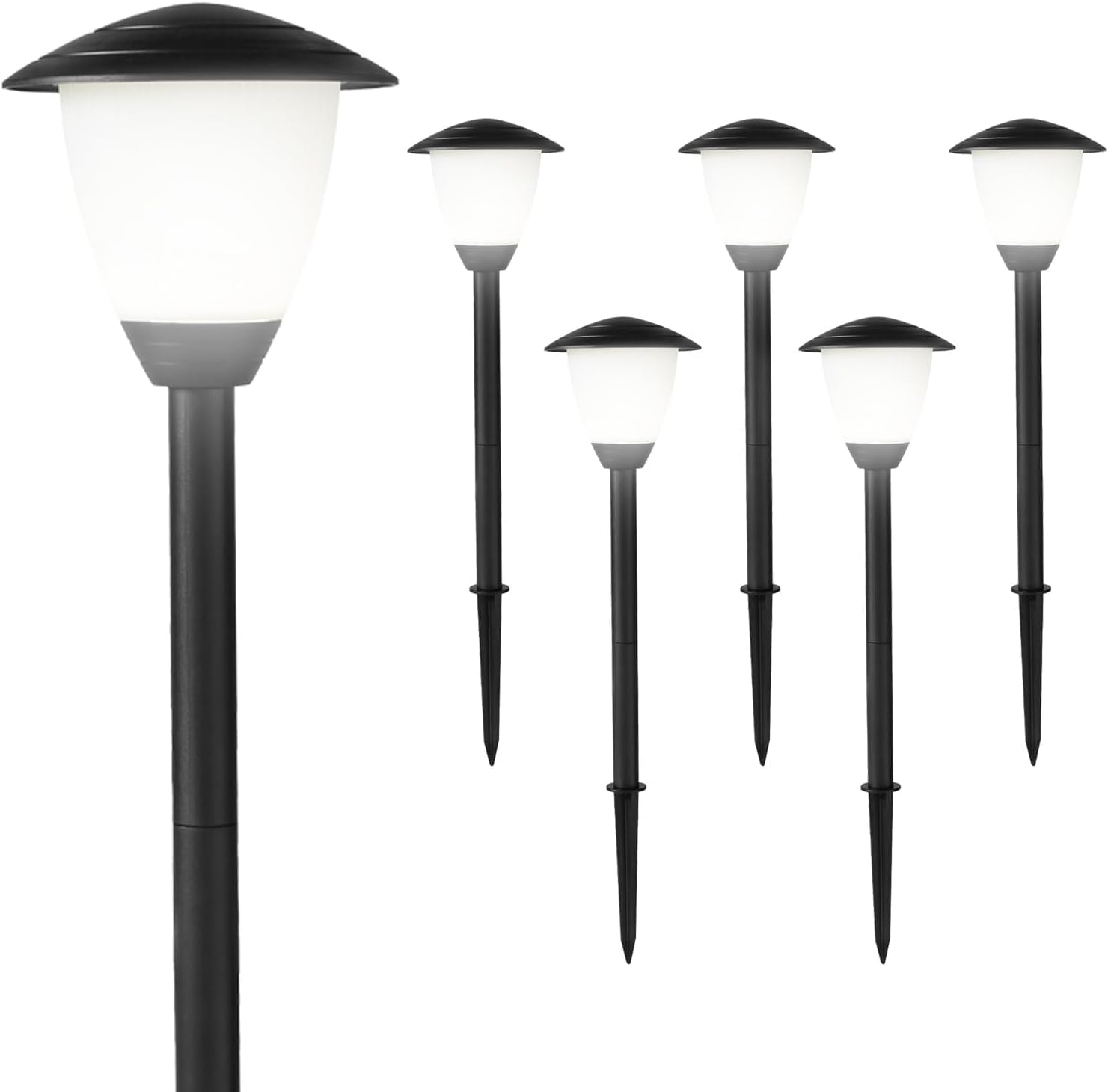 6 Pack Low Voltage Landscape Lighting LED Garden Lights Warm White | 3000K 1.7W 12V AC/DC Landscaping Lights,ETL UL CSA Listed IP65 Waterproof Low Voltage Pathway Lights for Yard Walkway, Black