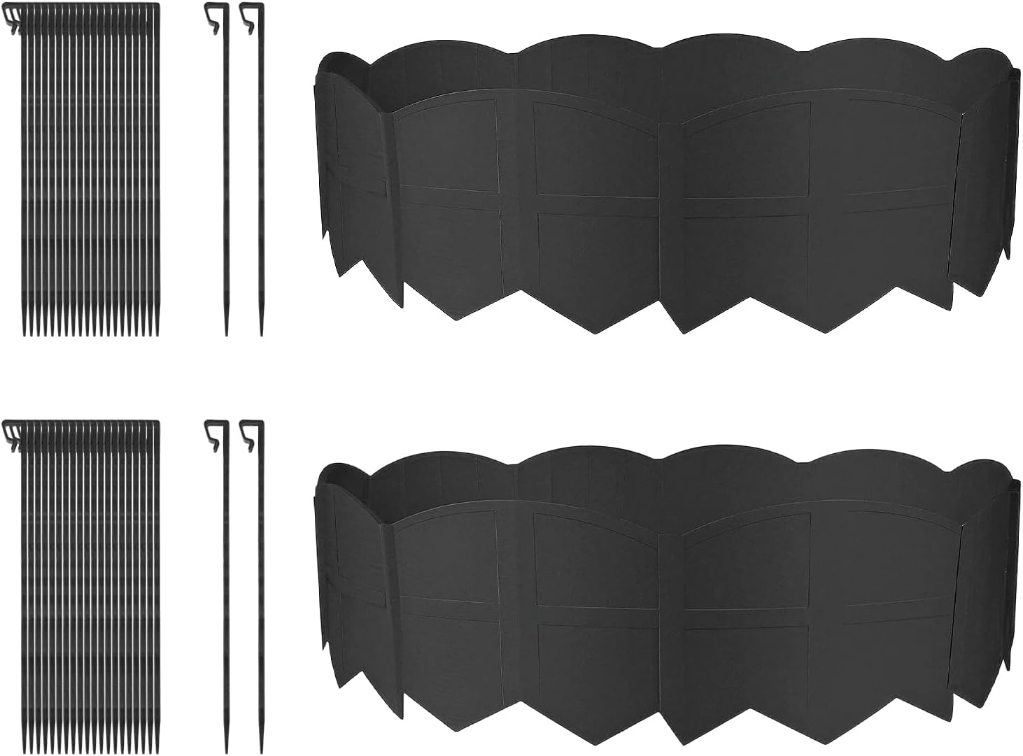 Vashly 40Ft Landscape Edging No Dig, 5.9In Garden Edging Border with 40Pcs Stakes, 40Pcs Plastic Flower Bed Border Flexible for Landscaping, Lawn Patio, Pathway, Black | 40Pcs Plastic Flower Bed Border Flexible for Landscaping, Lawn Patio, Pathway, Black
