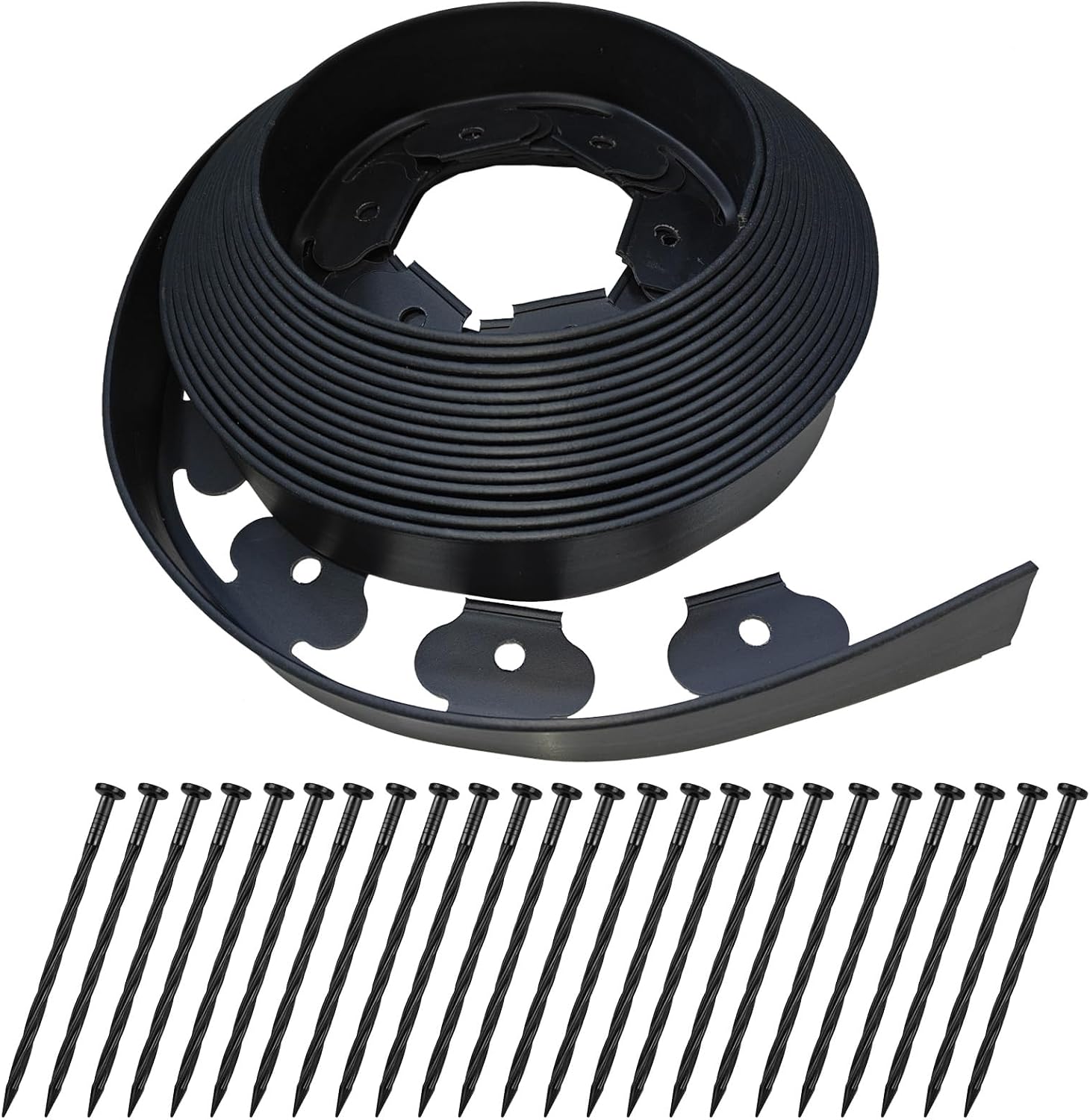 40ft Garden Landscape Edging,Landscape Edging with 40 Landscape Spikes,Paver Edging 2 Inch Tall,Terrace Board Black…