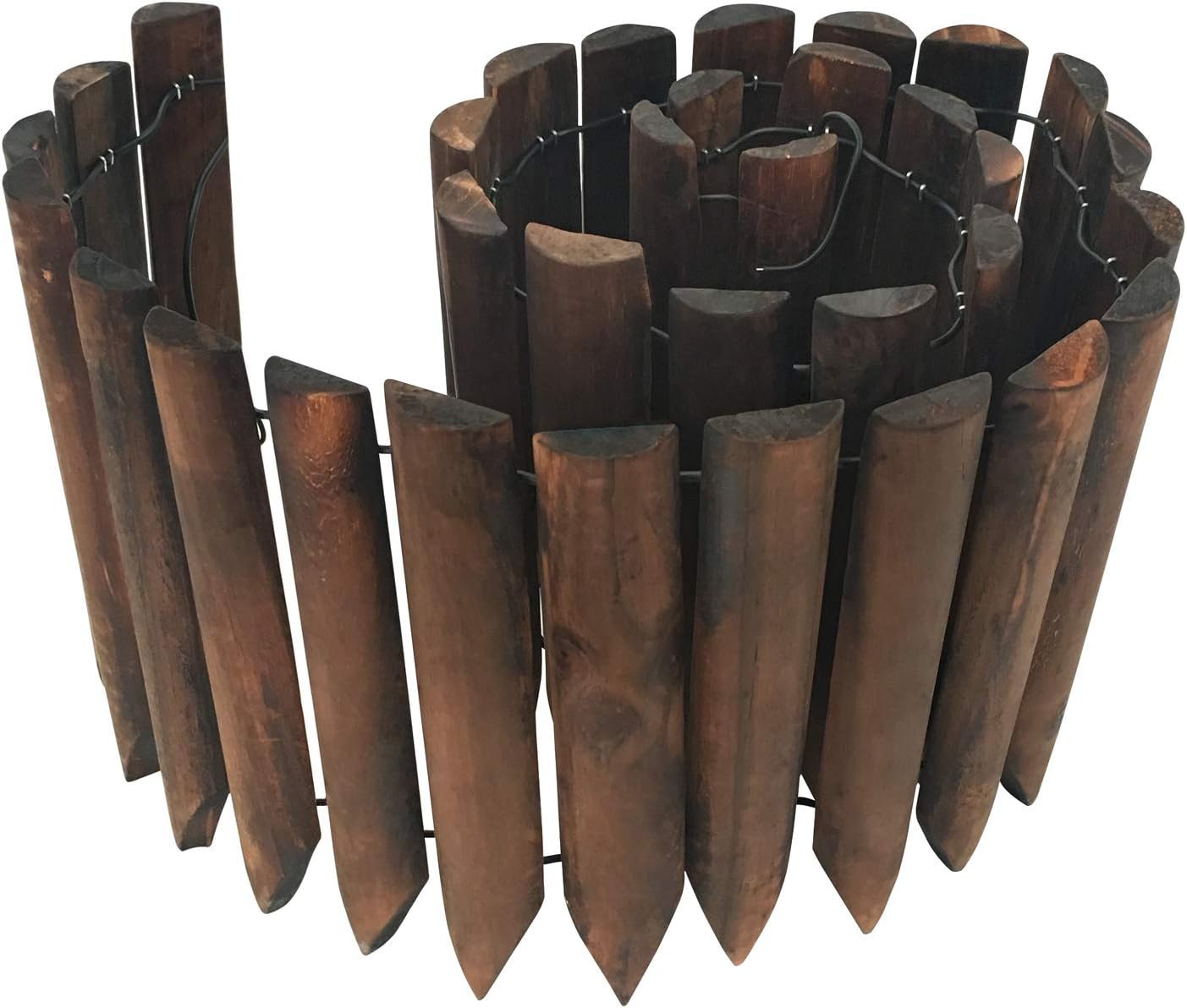 WORTH Wooden Edging for Landscaping, Flexible Garden Lawn Border 8″ x 42″ | Burnt Wood Finish Short Fence Flexible No Dig Landscape Edging for Flower Beds, Tree Border, Yard